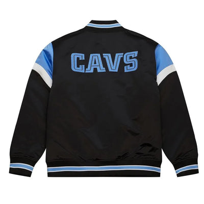 Cleveland Cavaliers Heavyweight Full-Snap Varsity Black Satin Men's Bomber Jacket