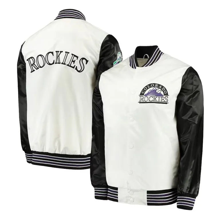 Colorado Rockies The Legend Full-Snap White/Black Satin Men's Jacket