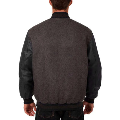 Chicago White Sox Charcoal Wool & Black Leather Sleeves Full-Snap Varsity Men's Jacket