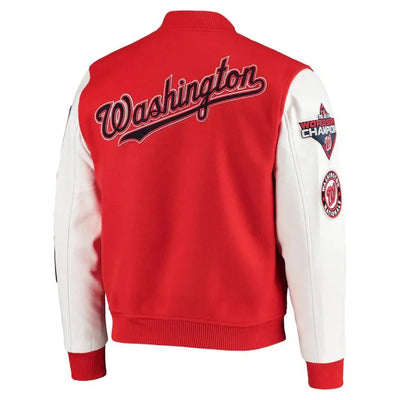 Washington Nationals Red Wool & White Leather Sleeves Varsity Men's Jacket
