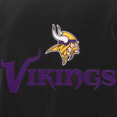 Minnesota Vikings Black Wool and White Genuine Leather Sleeves Men's Varsity Letterman Jacket