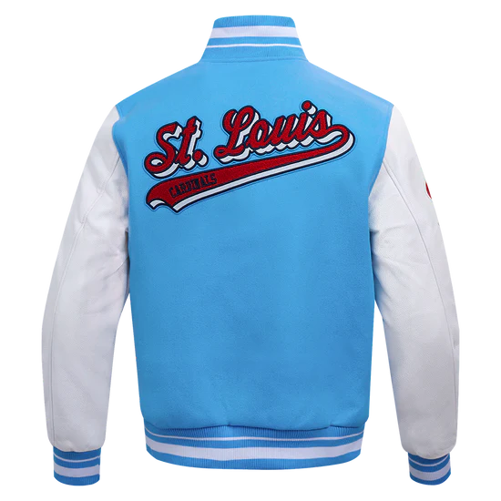 Louis Cardinals Blue Wool & White Leather Sleeves Varsity Men's Jacket