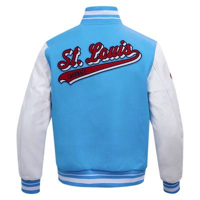 Louis Cardinals Blue Wool & White Leather Sleeves Varsity Men's Jacket
