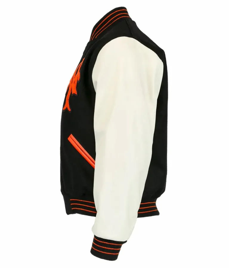 1951 New York Giants Black Wool & White Genuine Leather Sleeves Men's Varsity Letterman Jacket