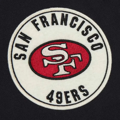 San Francisco 49ers Full-Zip Varsity Black Cotton Twill Men's Bomber Jacket