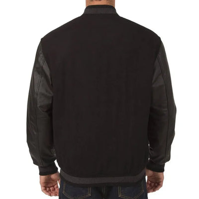 Black Chicago Cubs Black Wool & Genuine Leather Sleeves Varsity Men's Jacket