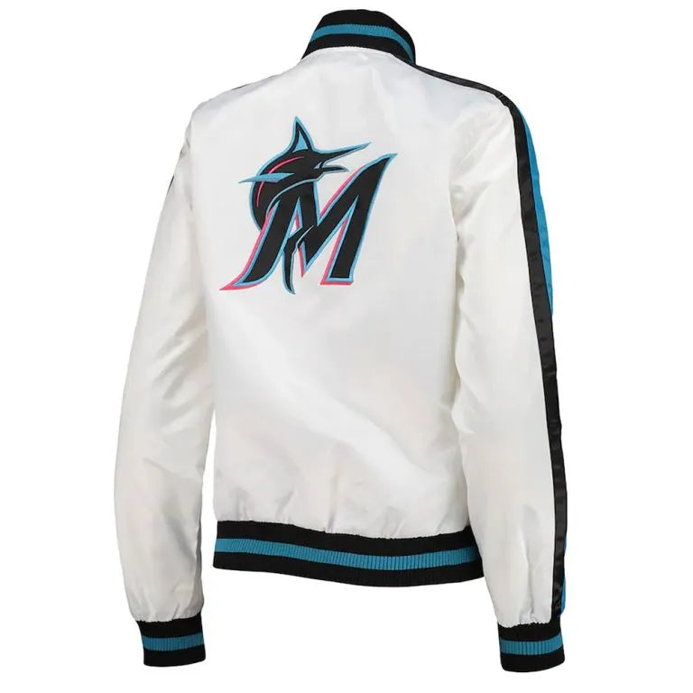 Miami Marlins Hometown White Satin Bomber Men's Jacket