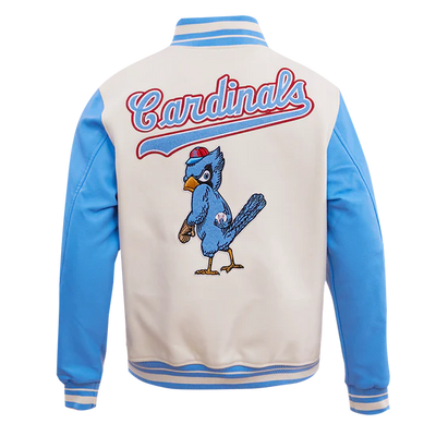 Louis Cardinals White Wool & Blue Leather Sleeves Varsity Men's Jacket