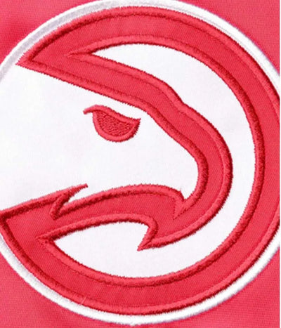 Atlanta Hawks 75th Anniversary Full-Snap Varsity Red and Black Satin Men's Bomber Jacket