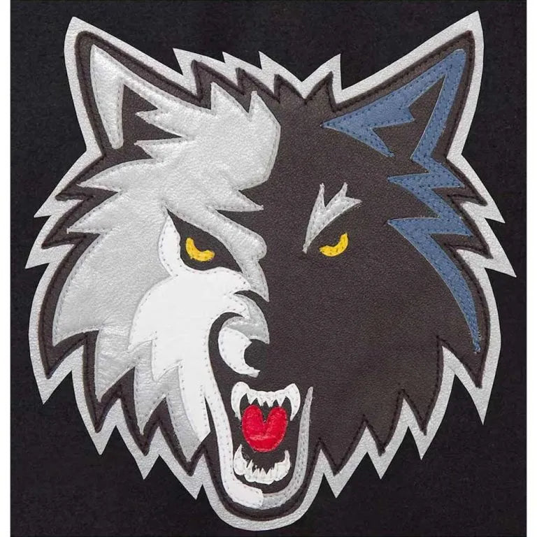 Minnesota Timberwolves Domestic Varsity Black and Royal Blue Wool Men's Letterman Jacket