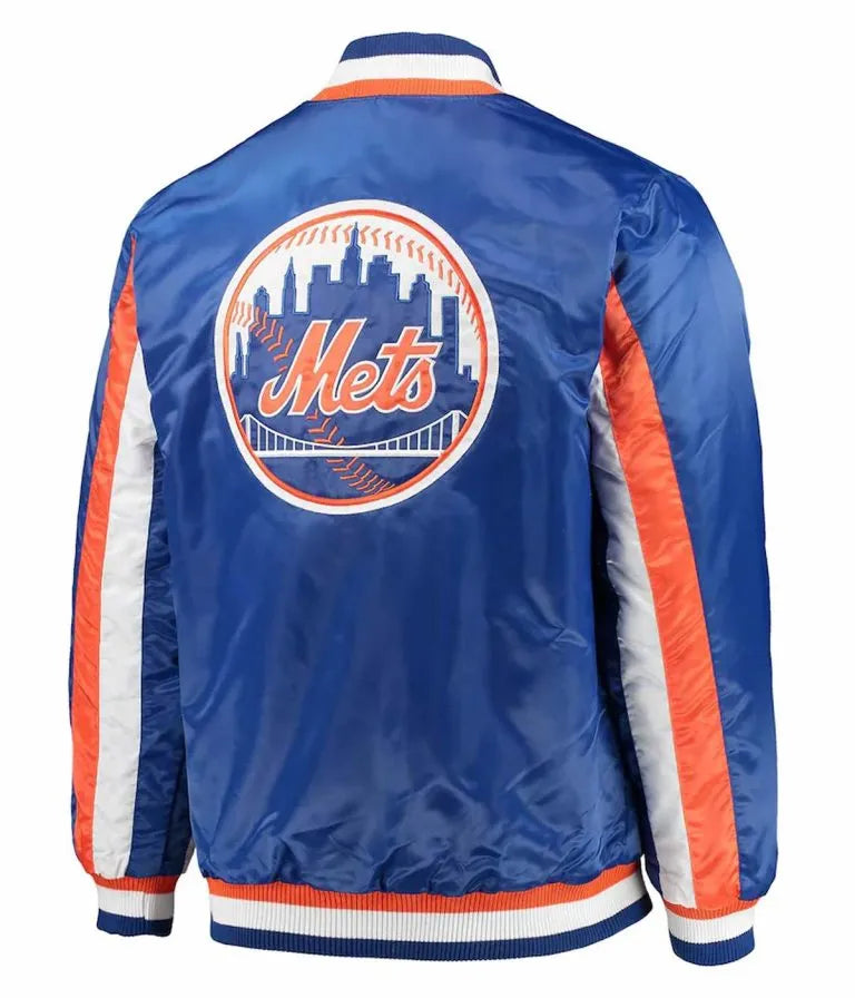 New York Mets The Ace Full-Snap Royal Blue Varsity Satin Men's Jacket