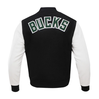 Milwaukee Bucks Varsity Green Wool & White Genuine Leather Sleeves Men's Letterman Jacket