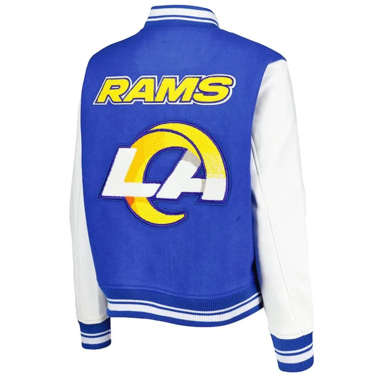 Los Angeles Rams Mash Up Royal Blue Wool and White Genuine Leather Sleeves Men's Varsity Letterman Jacket