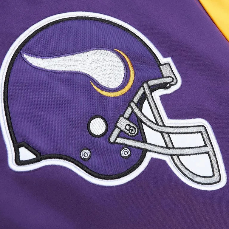 Minnesota Vikings Heavyweight Full-Snap Varsity Purple Satin Men's Bomber Jacket