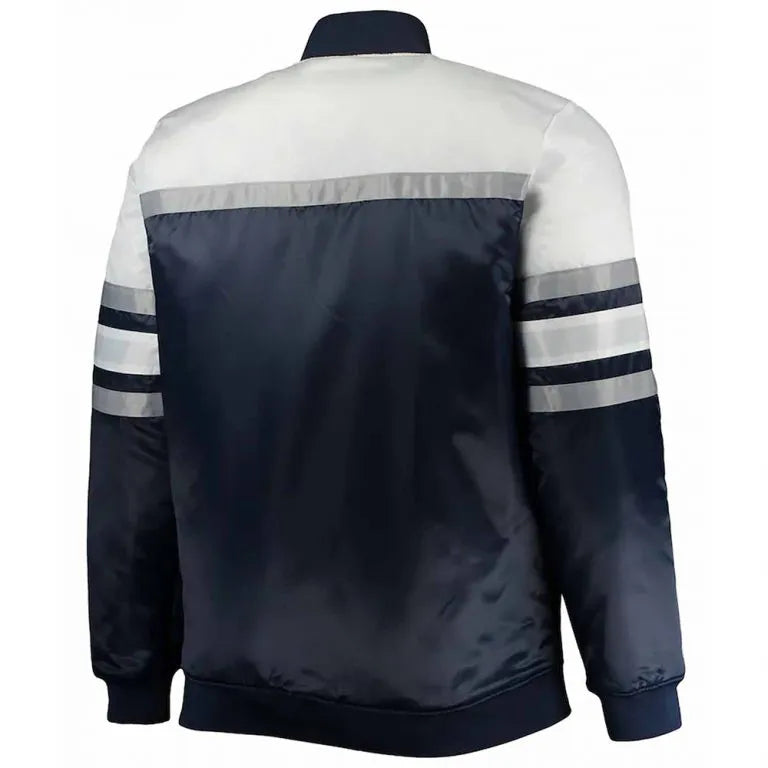 New York Yankees Coaches Navy Blue & White Satin Full-Snap Men's Jacket
