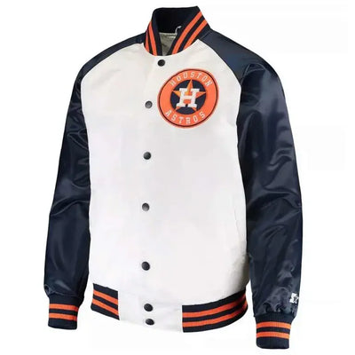 Houston Astros The Legend Full-Snap White/Navy Satin Men's Jacket