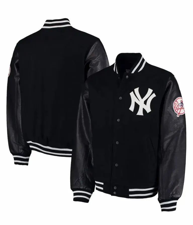 New York Yankees Letterman Black Wool/Leather Men's Jacket