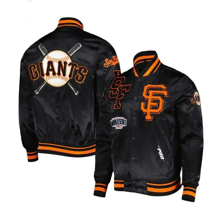 San Francisco Giants Mash Up Black Satin Full-Snap Men's Jacket
