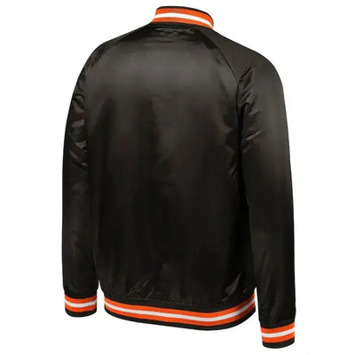 San Francisco Giants Italic Full-Snap Brown Satin Bomber Men's Jacket