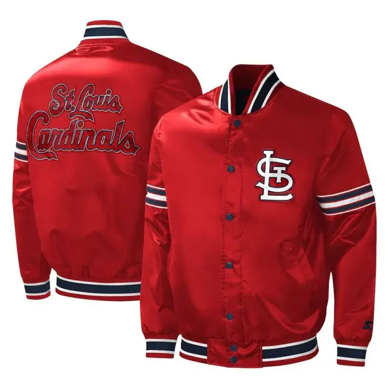 St. Louis Cardinals Midfield Varsity Full-Snap Red Satin Men's Jacket