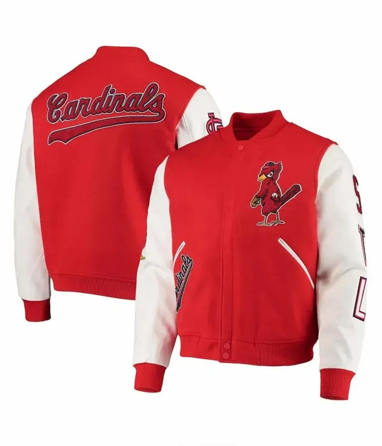 Louis Cardinals Red Wool & White Leather Sleeves Varsity Men's Jacket