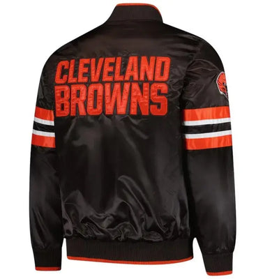 Cleveland Browns Scout Full-Snap Varsity Brown Satin Men's Bomber Jacket