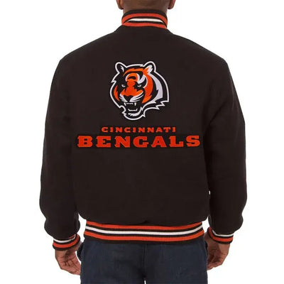 Cincinnati Bengals Black All Wool Men's Varsity Jacket