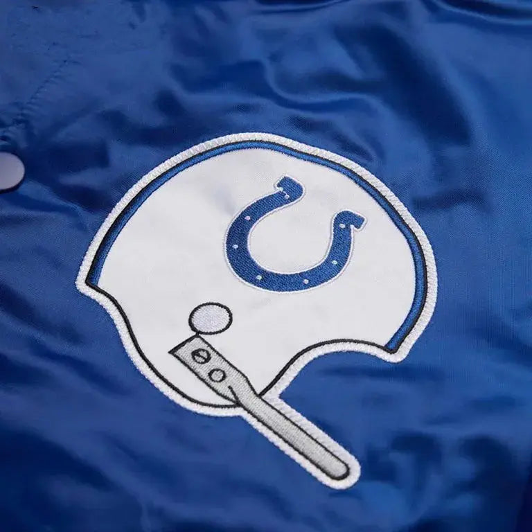 Indianapolis Colts Full-Snap Varsity Royal Blue Satin Men's Bomber Jacket