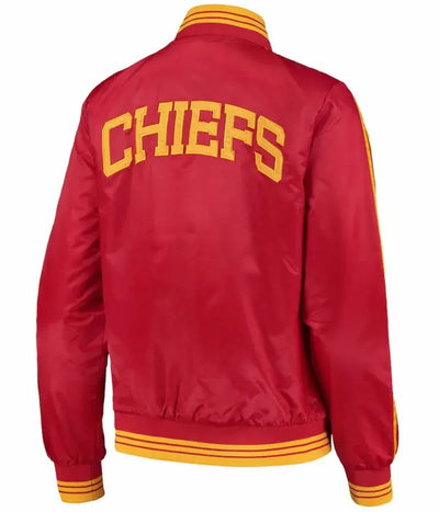 Kansas City Chiefs Full-Snap Varsity Red and Yellow Satin Men's Bomber Jacket