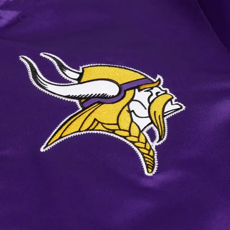 Minnesota Vikings Full-Snap Varsity Purple Satin Men's Bomber Jacket