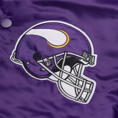 Minnesota Vikings Full-Snap Varsity Purple Satin Men's Bomber Jacket