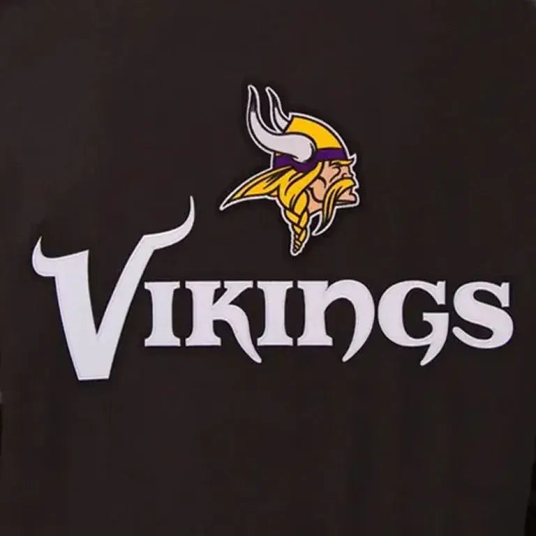 Minnesota Vikings Black Wool and Genuine Leather Sleeves Men's Varsity Letterman Jacket