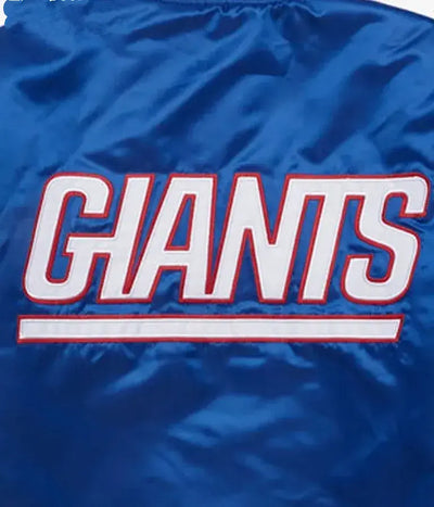 New York Giants Full-Snap Varsity Royal Blue Satin Men's Bomber Jacket