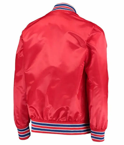 Los Angeles Clippers Full-Snap Varsity Red Satin Men's Bomber Jacket