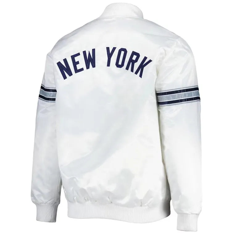 New York Yankees Power Forward Full-Snap White Satin Men's  Jacket