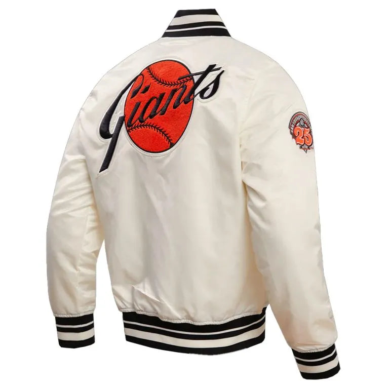 San Francisco Giants Retro Classic Rib Full-Snap Off white Satin Men's Jacket