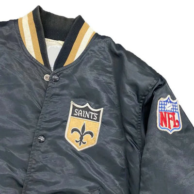 90’s New Orleans Saints Full-Snap Varsity Black Satin Men's Bomber Jacket