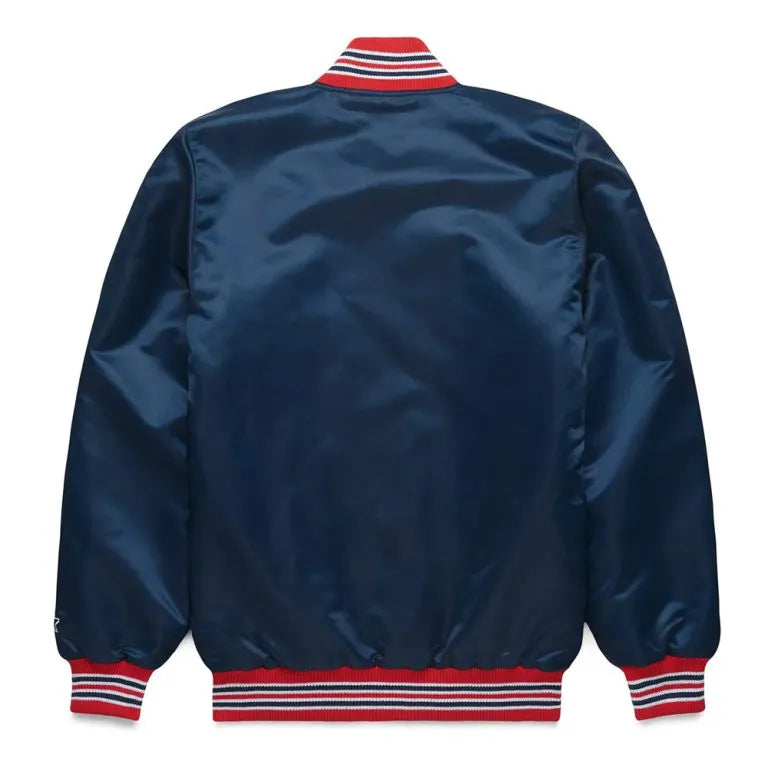 Boston Red Sox Classic Full-Snap Varsity Navy Blue Satin Men's Bomber Jacket