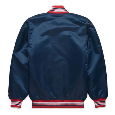 Boston Red Sox Classic Full-Snap Varsity Navy Blue Satin Men's Bomber Jacket