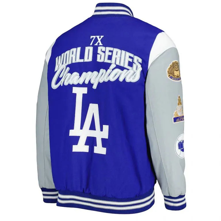 Los Angeles Dodgers Franchise Varsity Gray & Royal Blue Full-Snap Men's Jacket