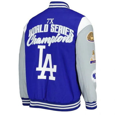 Los Angeles Dodgers Franchise Varsity Gray & Royal Blue Full-Snap Men's Jacket