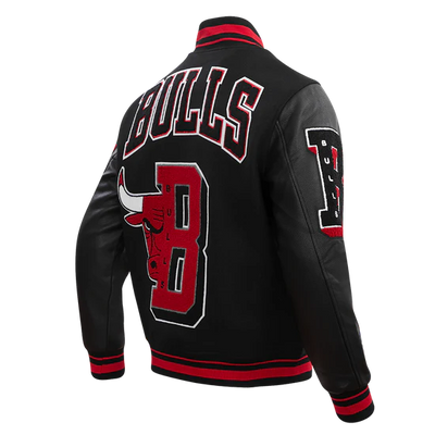 Chicago Bulls Mashup Black Wool & Genuine Leather Sleeves Men's Varsity Letterman Jacket