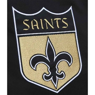 New Orleans Saints Heavyweight Full-Snap Varsity Black Satin Men's Bomber Jacket