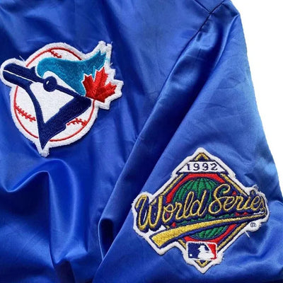 Toronto Blue Jays 90’s Full-Snap Blue Satin Varsity Men's Jacket