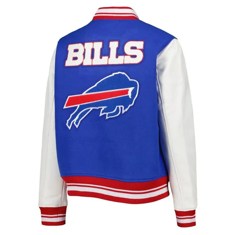 Buffalo Bills Mash Up Royal Blue Wool and White Leather Sleeves Varsity Men's Letterman Jacket