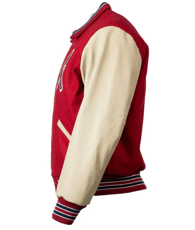 Louis Cardinals Red Wool & Beige Leather Sleeves Varsity Men's Jacket