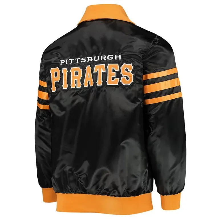 Black Pittsburgh Pirates The Captain II Full-Zip Black Satin Men's Jacket