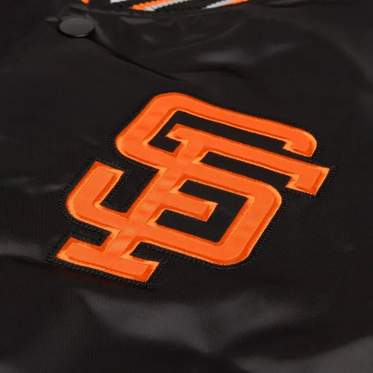 San Francisco Giants Classic Full-Snap Varsity Black Satin Men's Jacket