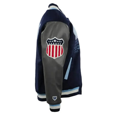 Brooklyn Royal Giants Navy Blue Wool & Gray Genuine Leather Sleeves Men's Letterman Varsity Jacket