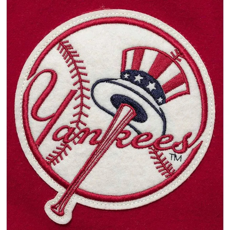 New York Yankees Varsity Dark Red Wool/Leather Full-Snap Men's Jacket